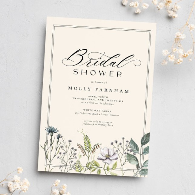 Invitación Elegante caligrafía de flor silvestre ducha de nov (Subido por el creador)