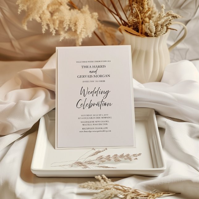 Invitación Elegante caligrafía de guión Boda blanco mínimo (Subido por el creador)