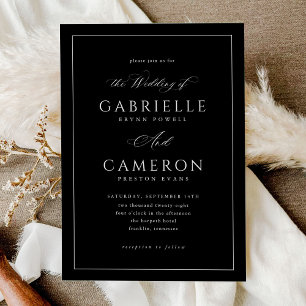 Invitación Elegante caligrafía de guión Boda blanco y negro