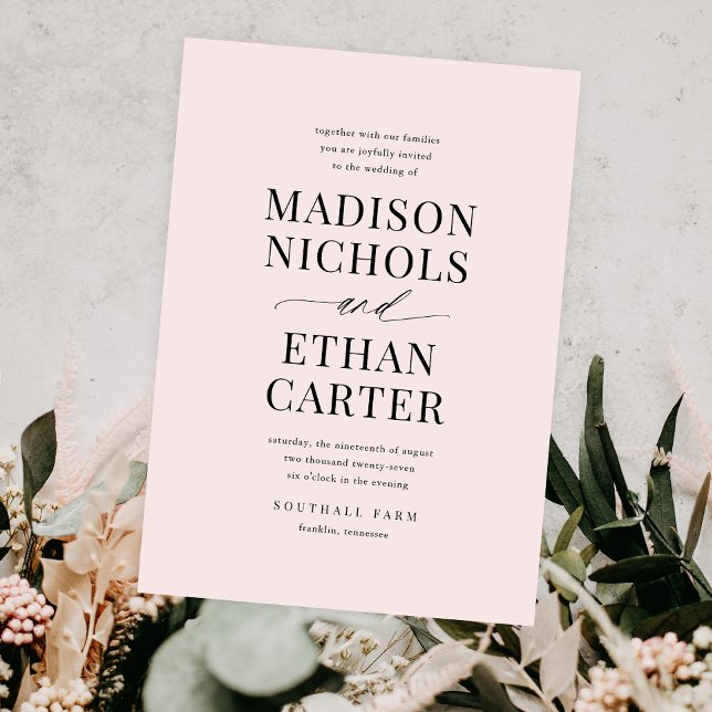 Invitación Elegante caligrafía de guión Boda rosa Rubor (Subido por el creador)