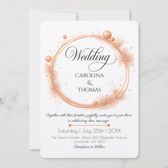 Invitación Elegante caligrafía de guion de Boda de arcilla de (Anverso)