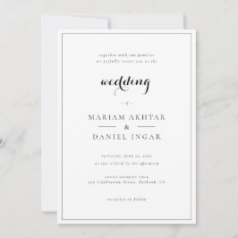 Invitación Elegante Caligrafía de Llamada Simple Blanca Boda