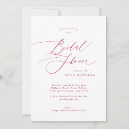 Invitación Elegante caligrafía de magenta roja ducha de novia