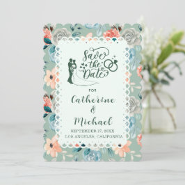 Invitación Elegante caligrafía de matrimonio Sage Green Flora