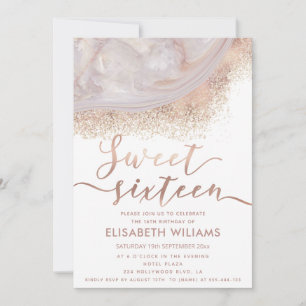 Invitación Elegante caligrafía de moda de ágata de mármol dor