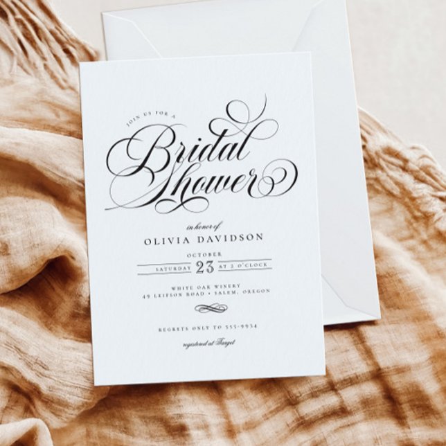 Invitación Elegante caligrafía de Moda guión ducha de novia (Subido por el creador)
