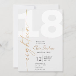 Invitación Elegante caligrafía de oro 18ª fiesta de cumpleaño