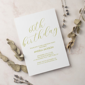 Invitación Elegante caligrafía de oro 60 cumpleaños