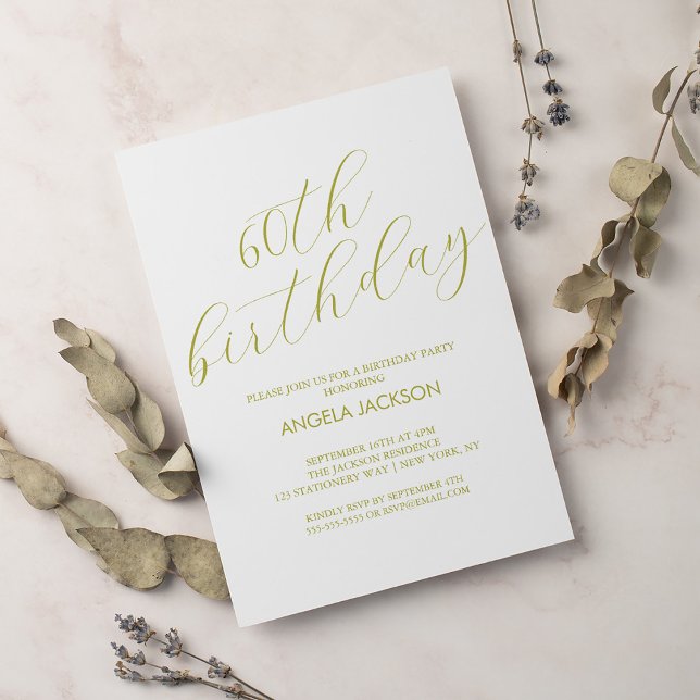 Invitación Elegante caligrafía de oro 60 cumpleaños (Subido por el creador)