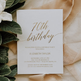 Invitación Elegante caligrafía de oro 70 cumpleaños