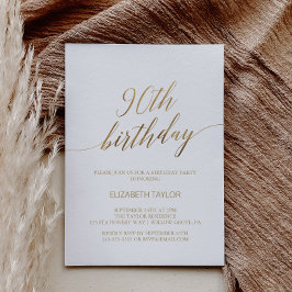 Invitación Elegante caligrafía de oro 90 cumpleaños