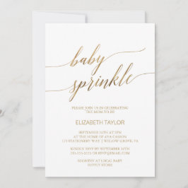 Invitación Elegante caligrafía de oro Baby Sprinkle