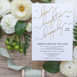 Invitación Elegante caligrafía de oro feliz para siempre desp