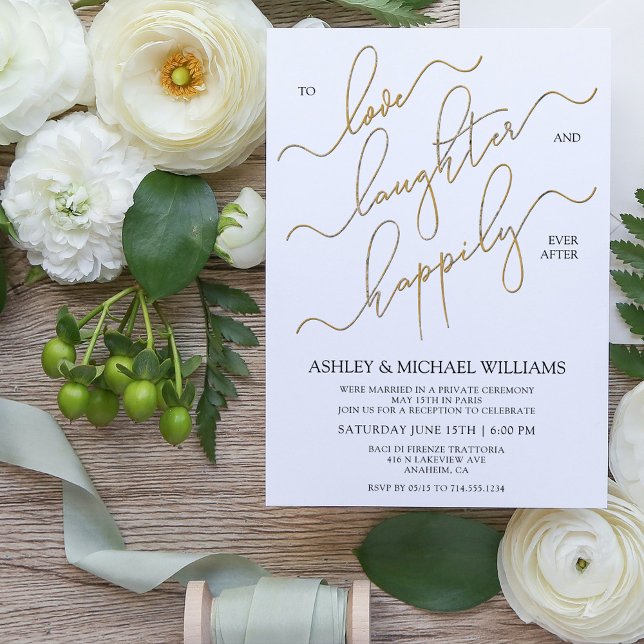 Invitación Elegante caligrafía de oro feliz para siempre desp (Subido por el creador)