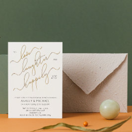 Invitación Elegante caligrafía de oro foto ensayo cena
