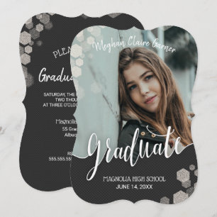 Invitación Elegante Caligrafía de Oro Graduación de Foto