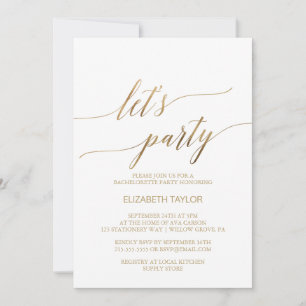 Invitación Elegante caligrafía de oro Hagamos Fiesta