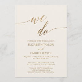 Invitación Elegante caligrafía de oro | Ivory We Do Boda