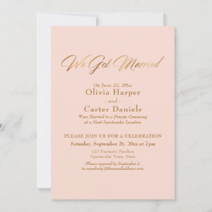 Invitación Elegante caligrafía de oro nos casamos con Rubor P