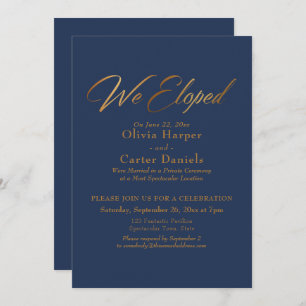 Invitación Elegante caligrafía de oro que eludimos por la mar