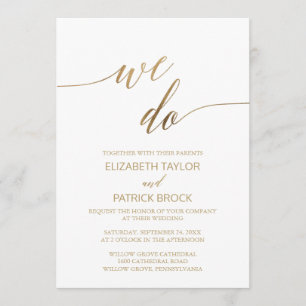 Invitación Elegante caligrafía de oro que hacemos Boda