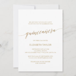 Invitación Elegante caligrafía de oro Quinceañera