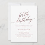 Invitación Elegante caligrafía de oro Rosa 60 cumpleaños<br><div class="desc">Esta elegante caligrafía de oro rosa de 60 años es perfecta para una simple fiesta de cumpleaños. El diseño rosa oscuro presenta una tarjeta minimalista decorada con una tipografía romántica y caprichosa de imitación rosa de Relieve metalizado dorado. Nota: Este diseño no tiene Relieve metalizado de oro rosa real. Es...</div>