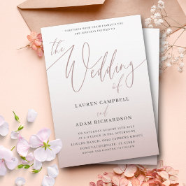 Invitación Elegante caligrafía de oro Rosa El Boda de