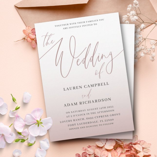 Invitación Elegante caligrafía de oro Rosa El Boda de (Subido por el creador)