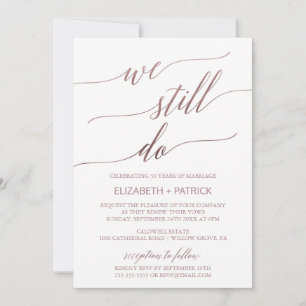 Invitación Elegante caligrafía de oro Rosa Vow Renovación