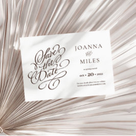 Invitación Elegante caligrafía de tono neutro Guardar la fech