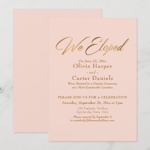 Invitación Elegante caligrafía dorada Elegimos la recepción d
