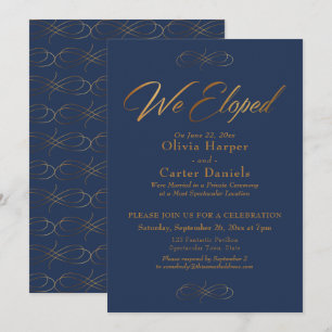 Invitación Elegante Caligrafía Dorada Nos Casamos en Secreto