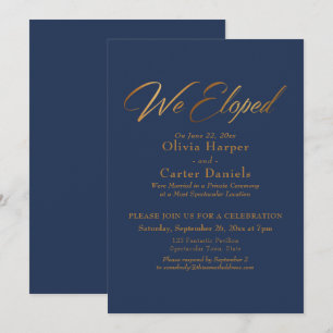 Invitación Elegante Caligrafía Dorada Nos Casamos en Secreto 