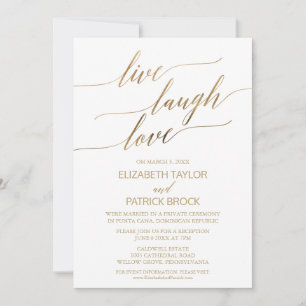 Invitación Elegante Caligrafía Dorada Vive Ríe Ama