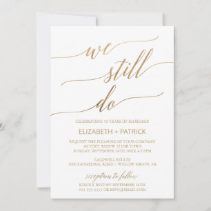 Invitación Elegante caligrafía dorada Vow Renovación