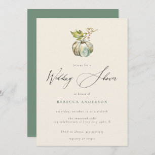 Invitación Elegante caligrafía ducha de calabaza otoñal