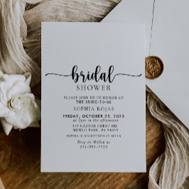 Invitación Elegante caligrafía ducha de novia clásica