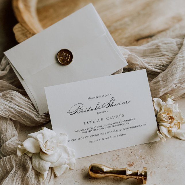 Invitación Elegante caligrafía ducha de novia horizontal (Subido por el creador)