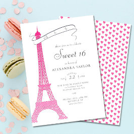 Invitación Elegante caligrafía Eiffel París Dulce mínimo 16