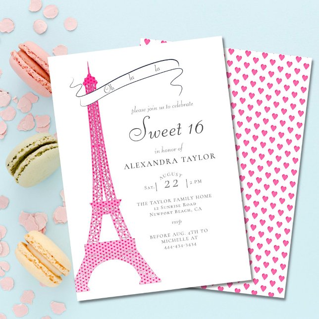 Invitación Elegante caligrafía Eiffel París Dulce mínimo 16 (Subido por el creador)