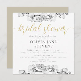 Invitación Elegante caligrafía elegante Orquídeas Ducha Brida