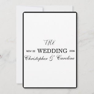 Invitación Elegante Caligrafía en blanco y negro de antiguo d
