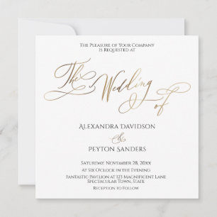 Invitación Elegante Caligrafía en Dorado "La Boda de"