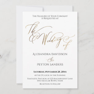Invitación Elegante Caligrafía en Dorado "La Boda de"