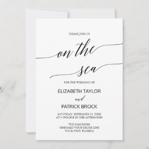 Invitación Elegante Caligrafía En El Boda De Cruceros Marinos