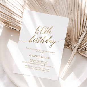 Invitación Elegante Caligrafía en Oro Cumpleaños 60