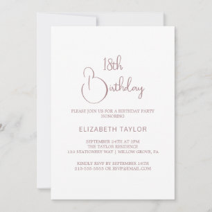 Invitación Elegante Caligrafía en Rosa Dorado para Cumpleaños