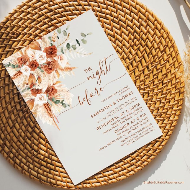 Invitación Elegante caligrafía ensayo Cena nocturna antes (Subido por el creador)