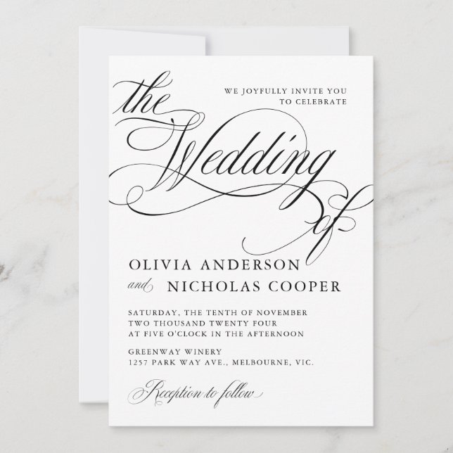 Invitación Elegante caligrafía estilo americano escritura a m (Anverso)